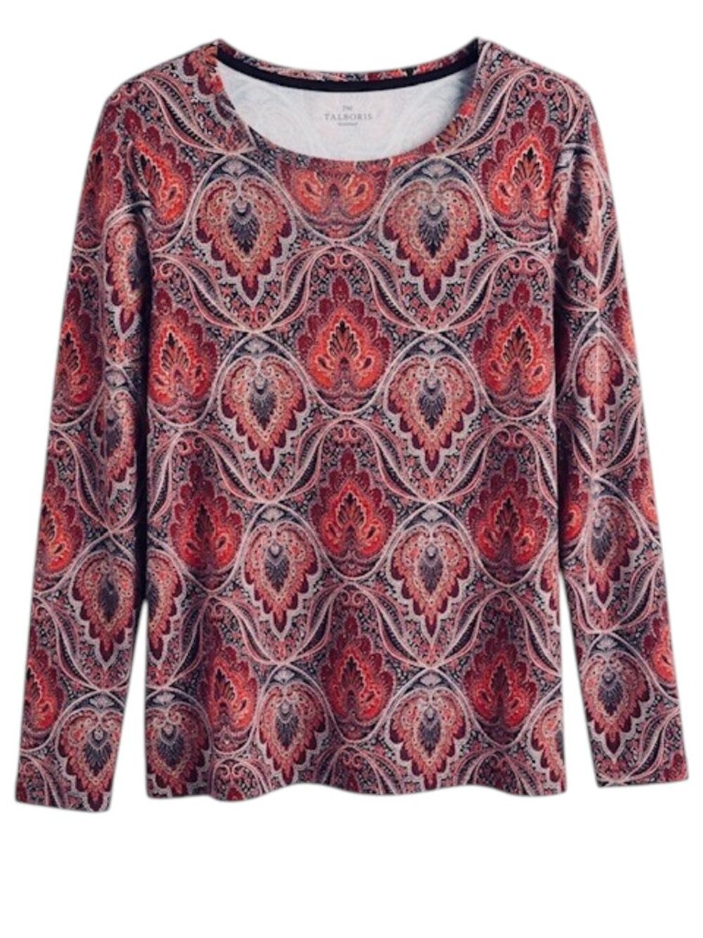 TALBOTS WOMAN Colorful Paisley Print 100% Pima Cotton Long Sleeve Top - Size 2X